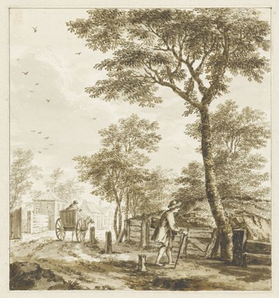 Paysage avec figures et un cheval et une charrette - Bartholomeus Barbiers