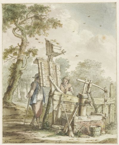 Paysage avec deux hommes près d