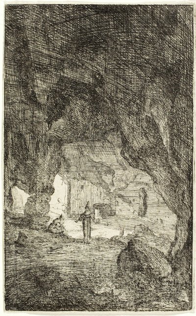 Grotte et moines, des Ruines de Rome - Bartholomeus Breenbergh