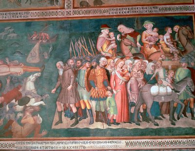 Fresque des Israélites traversant la mer Rouge, 14ème siècle - Bartolo di Fredi