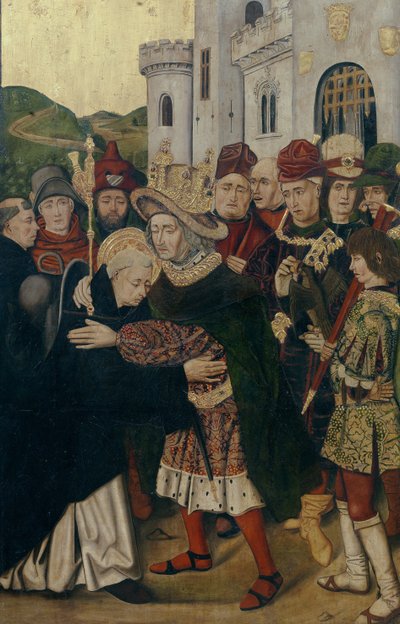 Le roi Ferdinand Ier de Castille accueillant Saint Dominique de Silos, 1478-1480 - Bartolomé Bermejo