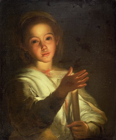 Une jeune fille protégeant une bougie - Bartolome Esteban (follower of) Murillo