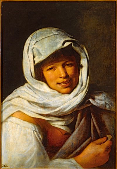 Femme galicienne avec une pièce de monnaie ... (huile sur toile) - Bartolomé Esteban Murillo