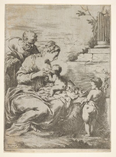 La Sainte Famille avec le petit Saint Jean-Baptiste à droite - Bartolomeo Biscaino