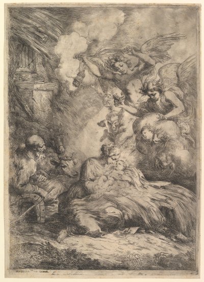 La Nativité avec des anges, 1650-57 - Bartolomeo Biscaino