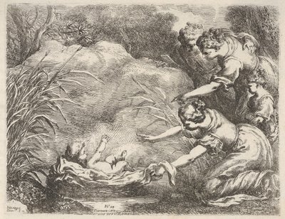 La découverte de Moïse sauvé du Nil par les servantes de la fille de Pharaon, 1650-57 - Bartolomeo Biscaino