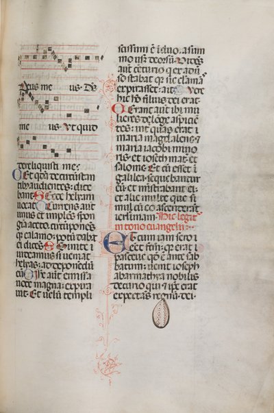 Missale : Fol. 129 : contient de la musique pour Hely Hely Lama etc. dans la Passion de Saint Mattion, 1469 - Bartolomeo Caporali