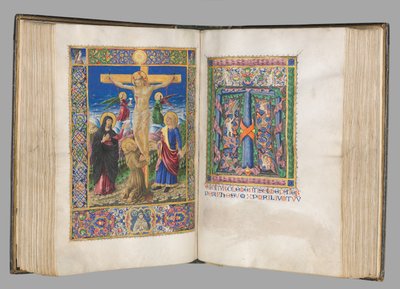 Missale : Fol. 185v : Crucifixion avec bordures pleine page, 1469 - Bartolomeo Caporali