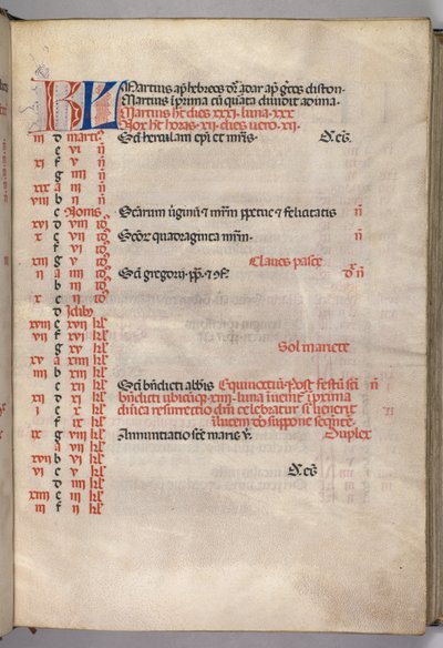 Missale : Fol. 4r : Page du calendrier de mars, 1469 - Bartolomeo Caporali