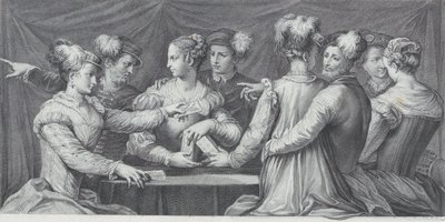 Un groupe de personnes élégamment vêtues jouant aux cartes, 1740-68 - Bartolomeo Crivellari