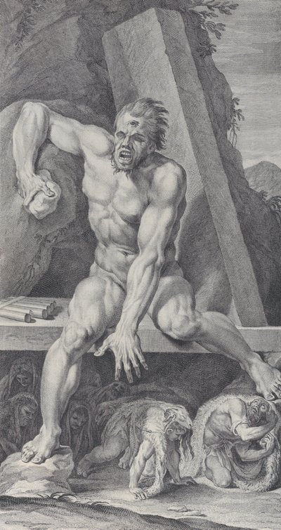 Planche 7 : le cyclope aveuglé Polyphème, gardant l