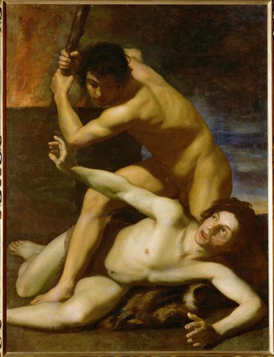 Caïn tuant Abel (peinture sur toile) - Bartolomeo Manfredi