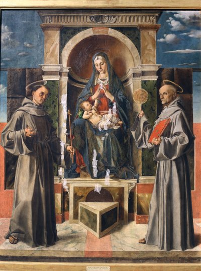 Madone et Enfant en trône entre Saint François et Saint Bernardin de Sienne, c.1490 - Bartolomeo Montagna