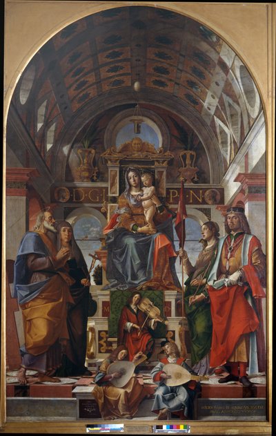 Madone et enfant avec Saint André, Monique, Ursule et Sigismond - Bartolomeo Montagna