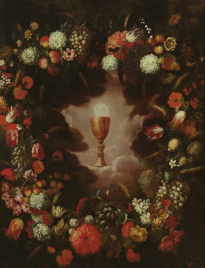 Calice entouré de fleurs et de fruits - Bartolomeo Perez