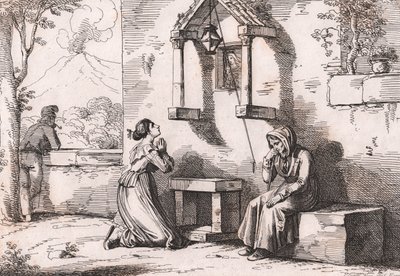 Une fille priant la Madone pour sa mère malade, gravure par Bartolomeo Pinelli - Bartolomeo Pinelli