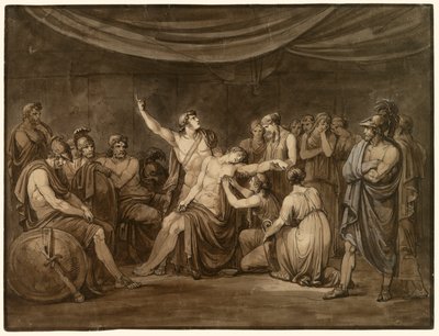 Achille jure de venger Patrocle mort, tué par Hector - Bartolomeo Pinelli