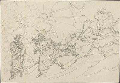 Dante fuit les bêtes sauvages et rencontre Virgile - Bartolomeo Pinelli