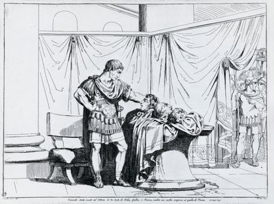 Mort de Piso, gravure par Bartolomeo Pinelli (1781-1835), de Istoria dell