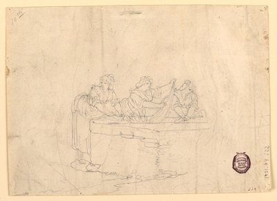 Dessin, trois femmes en train de laver, 1800-25 - Bartolomeo Pinelli