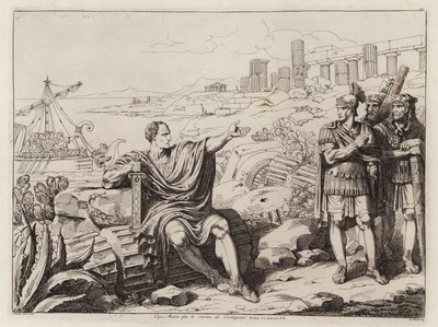 Gaius Marius assis parmi les ruines de Carthage (gravure) - Bartolomeo Pinelli