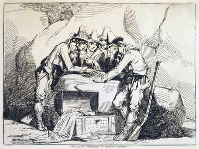 Groupe de bandits, gravure - Bartolomeo Pinelli