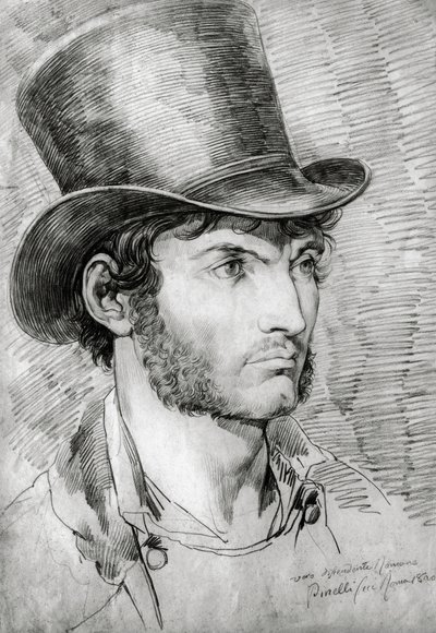 Portrait masculin (Véritable Romain), dessin de Bartolomeo Pinelli (1781-1835) - Bartolomeo Pinelli