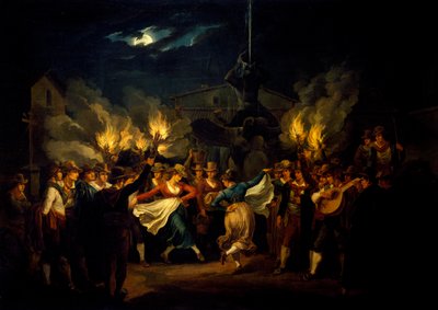 Danse nocturne sur la Piazza Barberini après la récolte - Bartolomeo Pinelli