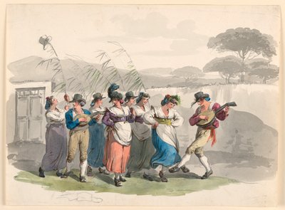 "Saltarello Romano," Paysans dansant dans les environs de Rome - Bartolomeo Pinelli
