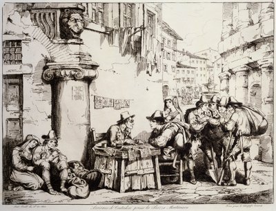 Scribe sur la Place Montanara à Rome - Bartolomeo Pinelli
