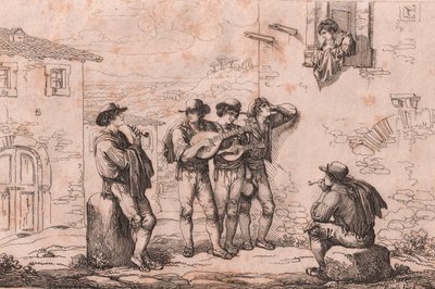 Sérénade à Rome, gravure de Bartolomeo Pinelli - Bartolomeo Pinelli