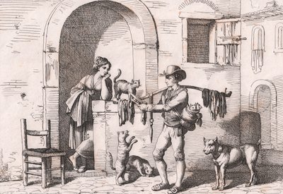 Le carnacciaro, vendeur ambulant de viande de chat, gravure de Bartolomeo Pinelli - Bartolomeo Pinelli