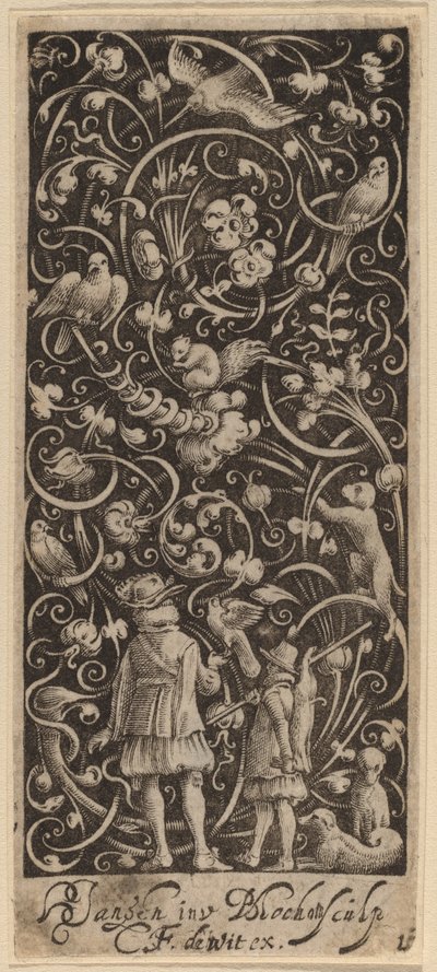 Ornement avec feuillage et oiseaux - Bartolomeus van Lochom after Hans Janssen