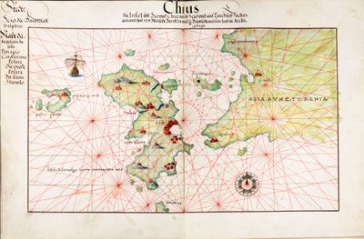 Carte de Chios (Grèce) - Battista Agnese