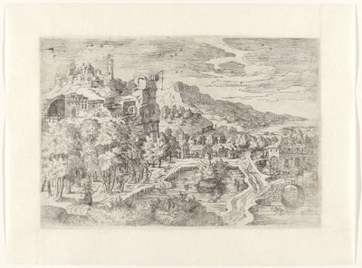 Paysage avec femmes à la chasse - Battista Angolo del Moro (attributed to)