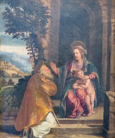 Vierge avec Enfant et évêque - Battista & Dossi Dosso (c.1486 1542) Dossi