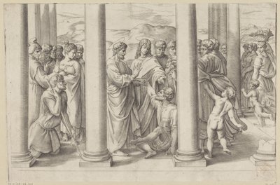 Saint Pierre et Jean guérissent un infirme dans un temple - Battista Franco