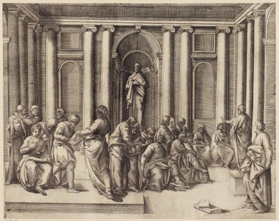 Zwölfjähriger Jesus diskutiert mit den Tempelgelehrten - Battista Franco
