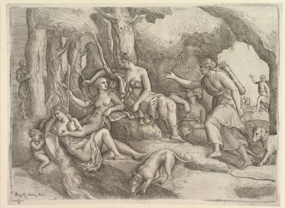 Diane se reposant avec des nymphes - Battista Franco Veneziano