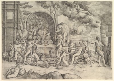Le Mariage de Cupidon et Psyché panneau droit - Battista Franco Veneziano