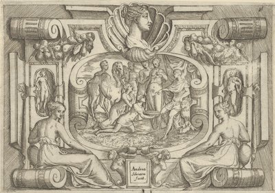Un homme et une femme offrant un plateau de pièces à un roi assis sur un trône, vers 1540-80 - Battista del Moro