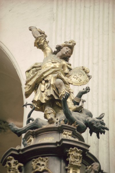 Chaire, aussi appelée Chaire de Vérité, détail : Saint Michel et le dragon, 1749 - Bavarian school