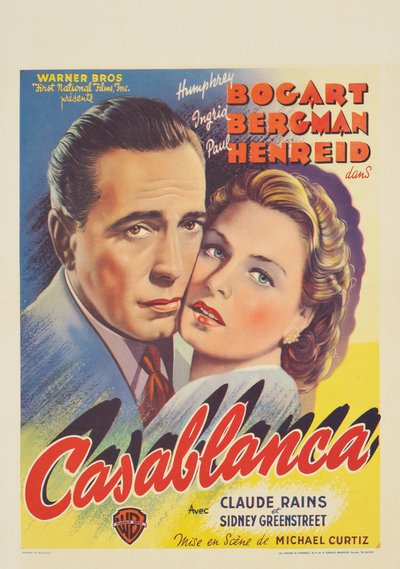 Affiche belge faisant la publicité du film "Casablanca" - Belgian School
