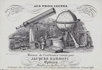 Publicité pour les instruments optiques Jacques Barboni - Belgian School