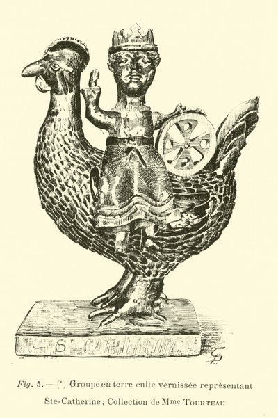 Figure en terre cuite émaillée représentant Sainte Catherine - Belgian School