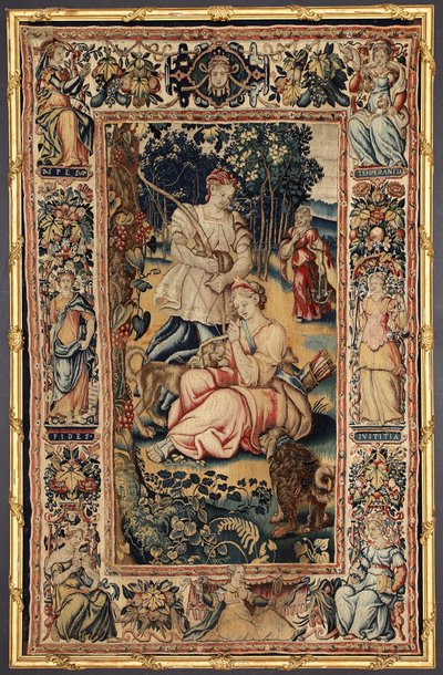 Déesse de la chasse Diane et Vertu. Tapisserie réalisée dans les manufactures de Bruxelles. 16ème siècle Gênes, Musei di Strada Nuova - Belgian School