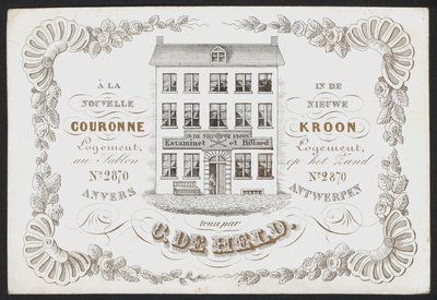 La Nouvelle Couronne, De Nieuwe Kroon, Anvers, Antwerp (gravure) - Belgian School