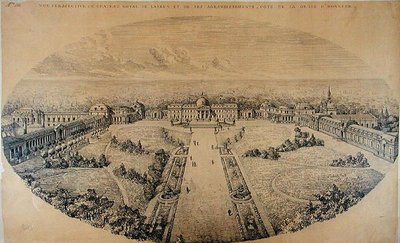 Vue en perspective du Palais Royal de Laeken et de ses agrandissements par l
