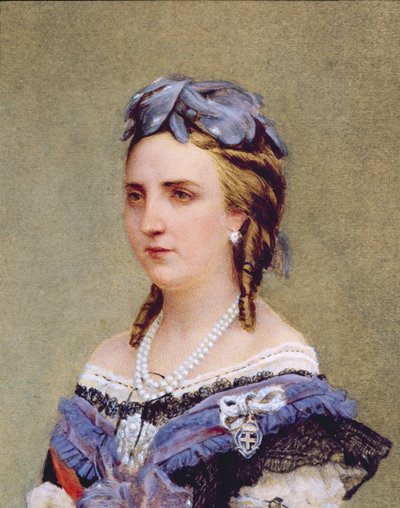 Portrait de Charlotte de Saxe-Cobourg-Gotha (1840-1927) Princesse de Belgique et Impératrice du Mexique (détail) - Belgian School