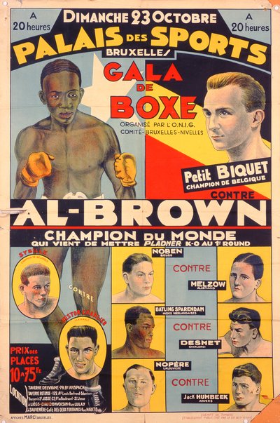 Affiche publicitaire pour un gala de boxe au Palais des Sports, Bruxelles - Belgian School